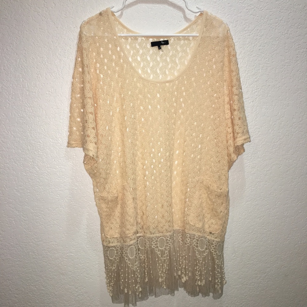 Cream coloured Ryu brand long lace top